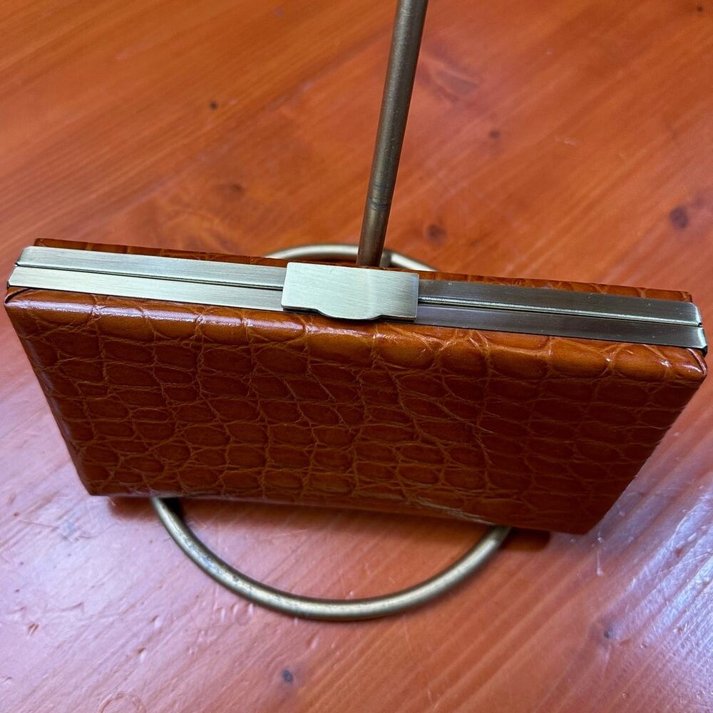 Nordstrom Brown Leather Crocodile Embossed Wallet Clutch